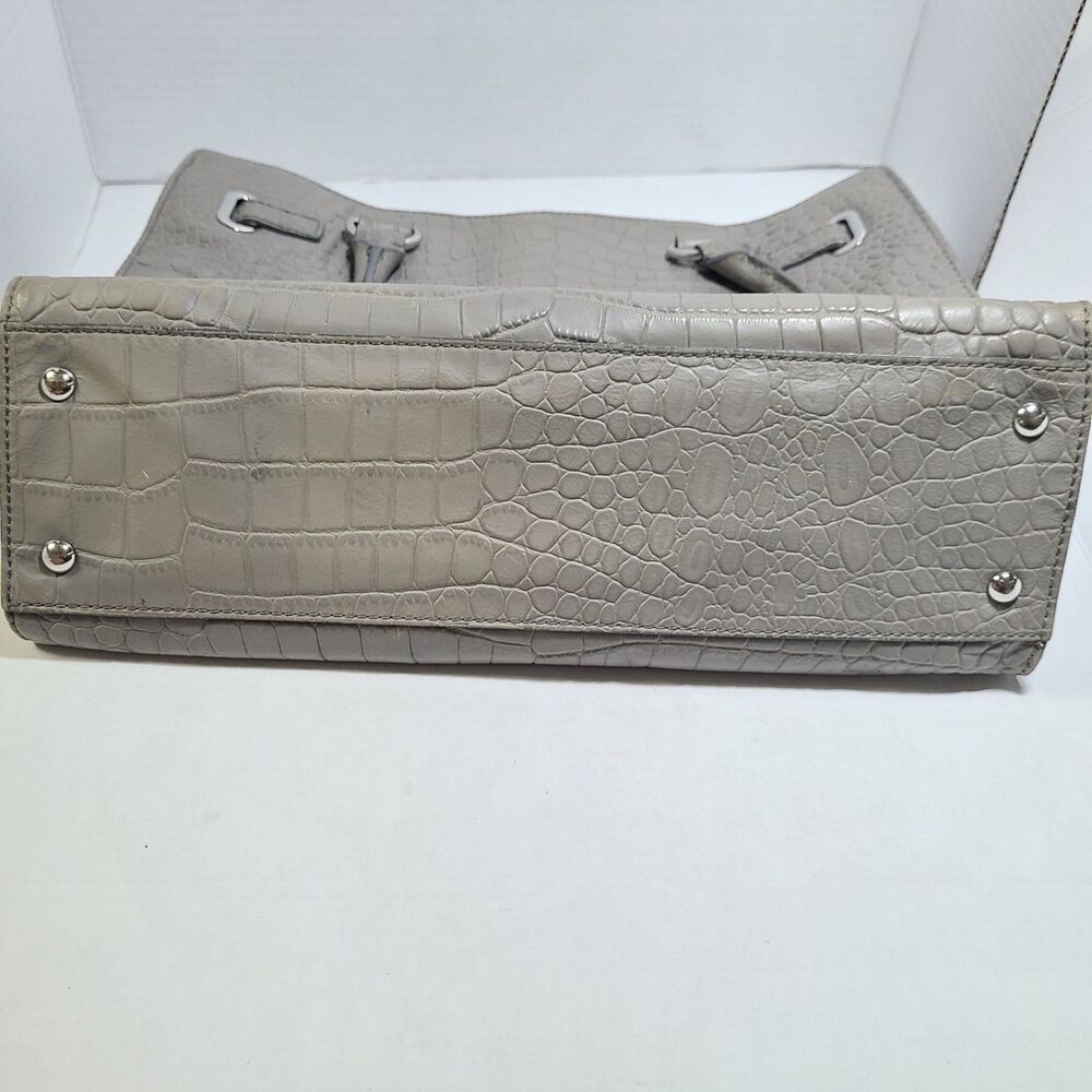 Michael Kors Hamilton East West Satchel – Gray Croc Embossed Leather (EUC)
